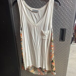 Cherish Ivory Tank Top with Colorful Floral Sides
